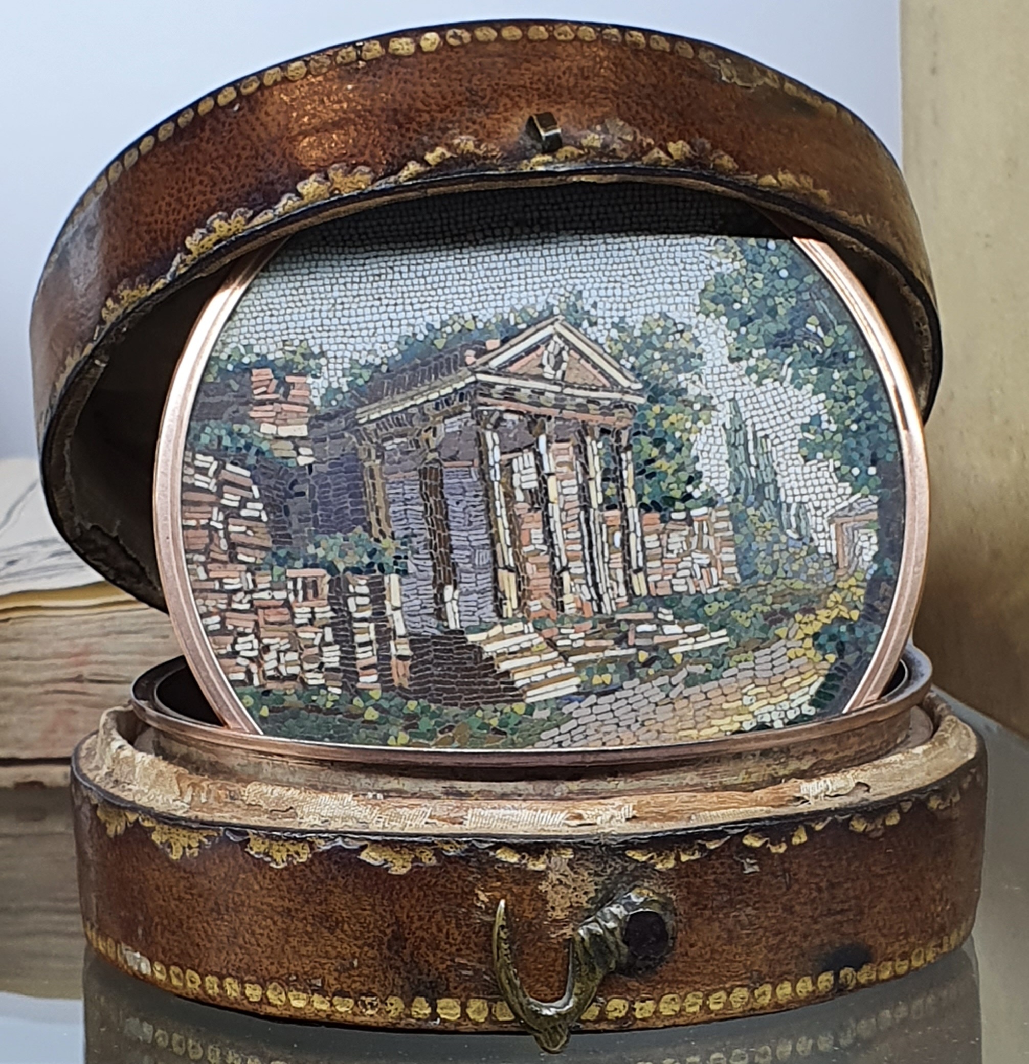 A VIEW WITH RUINS AND A TEMPLE, Micro-mosaic